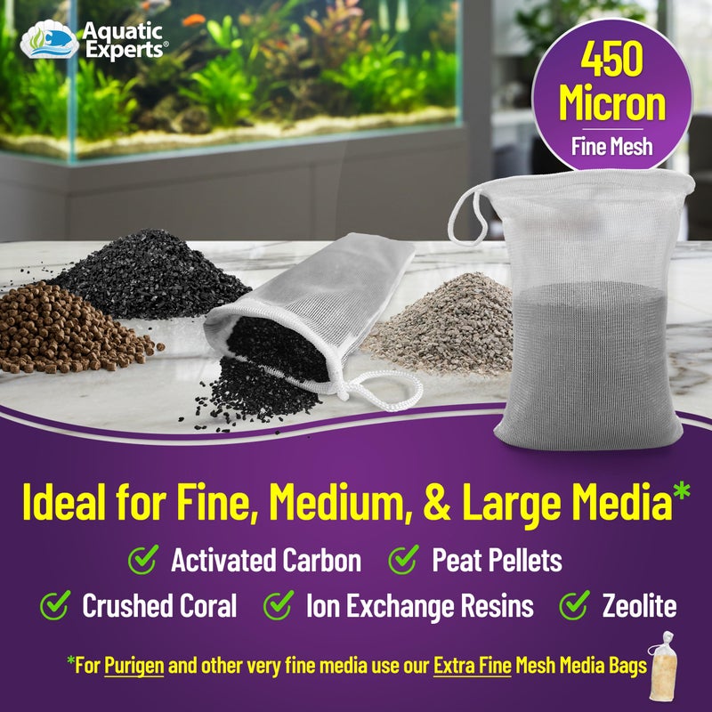 Aquatic Experts Fine Aquarium Media Bag, Durable Drawstring Bags for Fish Tank Filters, 450 Micron Mesh, (Fine, 3"x 8" - 4 Pack) - Image 3